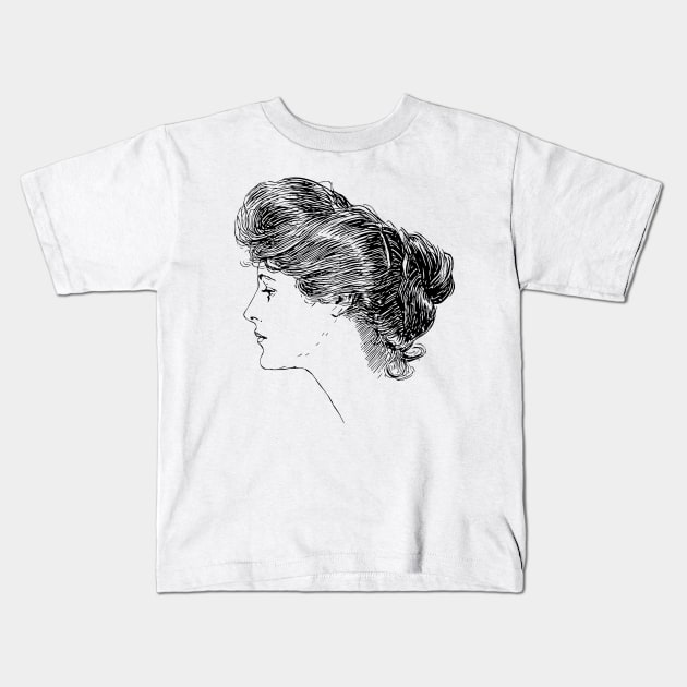 Gibson Girl Profile Kids T-Shirt by banditotees